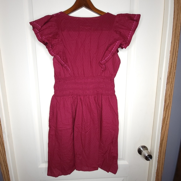 Universal Thread Women's Small Burgandy Ruffled Sleeve Dress - Picture 7 of 8